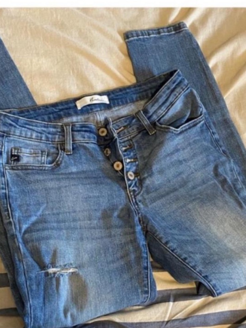 KanCan Blue Skinny Jeans with Button-Fly Sz 27